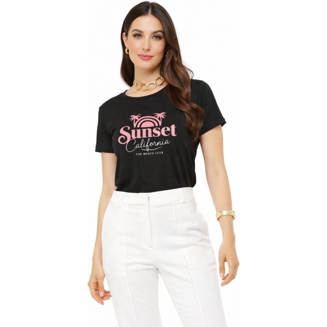 T-shirt D Bell Outlet Fashion Sunset California Preto