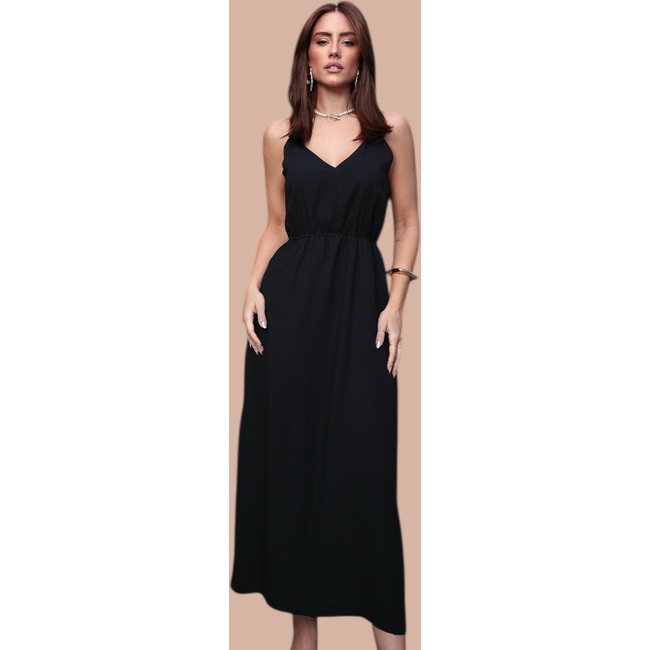 Vestido Midi Ícone Fashion Bossa Cor Preta