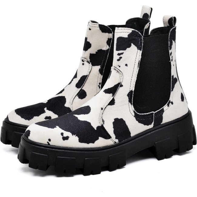 Bota Coturno Tratorada Estampa COW Feminino DUBUY 1504FG Preto