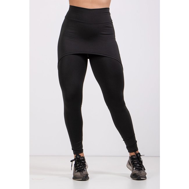 Calça 4 Estações Legging Saia Lisa Feminino Academia Fitness Malhar Preto
