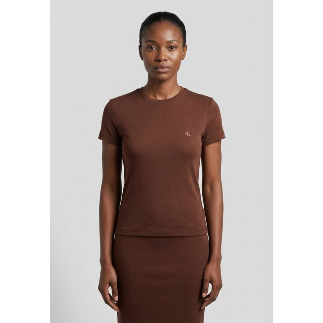 Camiseta Feminina Calvin Klein Jeans Logo Marrom