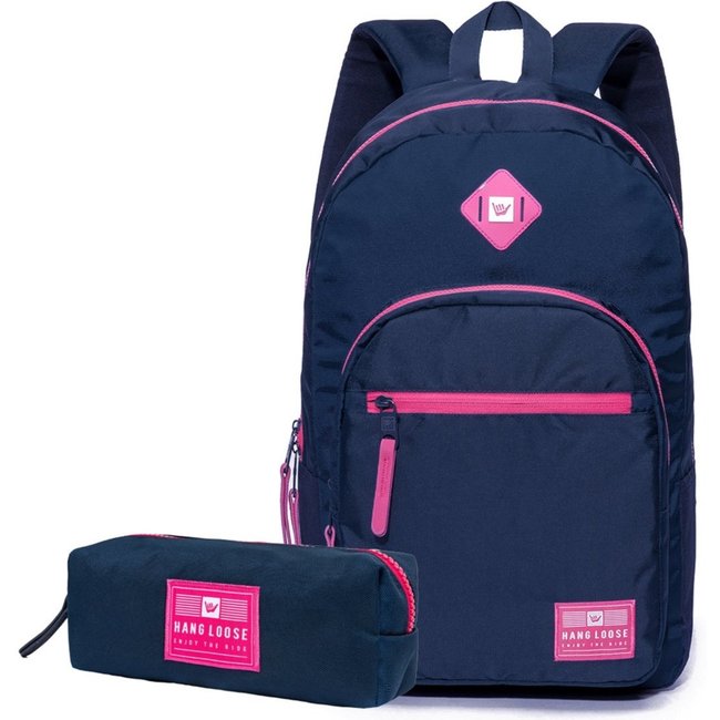 Mochila Feminina Hang Loose + Estojo Reforçada Escolar