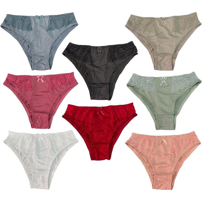Kit 8 Calcinha Tanga Renda Confortável Leve Adulto Multicolorido