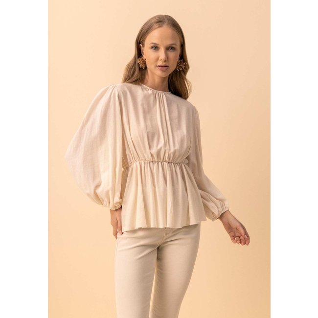 Blusa Alongada De Mangas Bufantes Com Amarrações