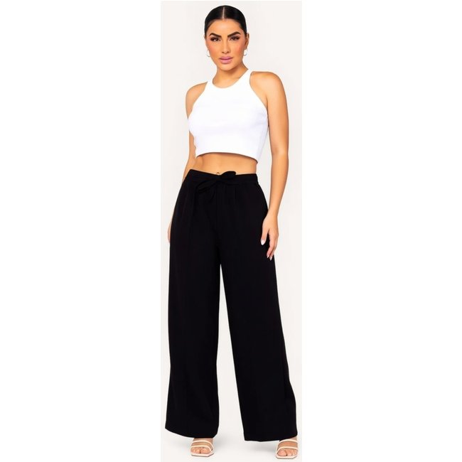 Calça Pantalona D Bell Outlet Fashion Friso Frontal Preta