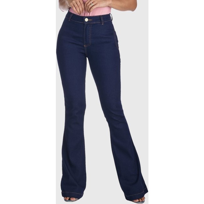 Calça Jeans HNO Jeans Flare Classic com Elastano Azul Escuro