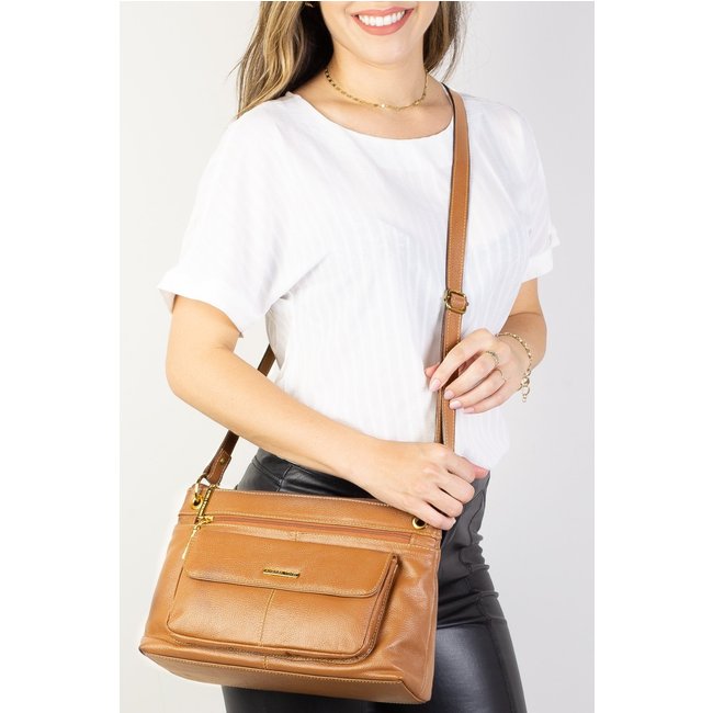 Bolsa Andrea Vinci Tiracolo De Couro Liso Celine - Caramelo