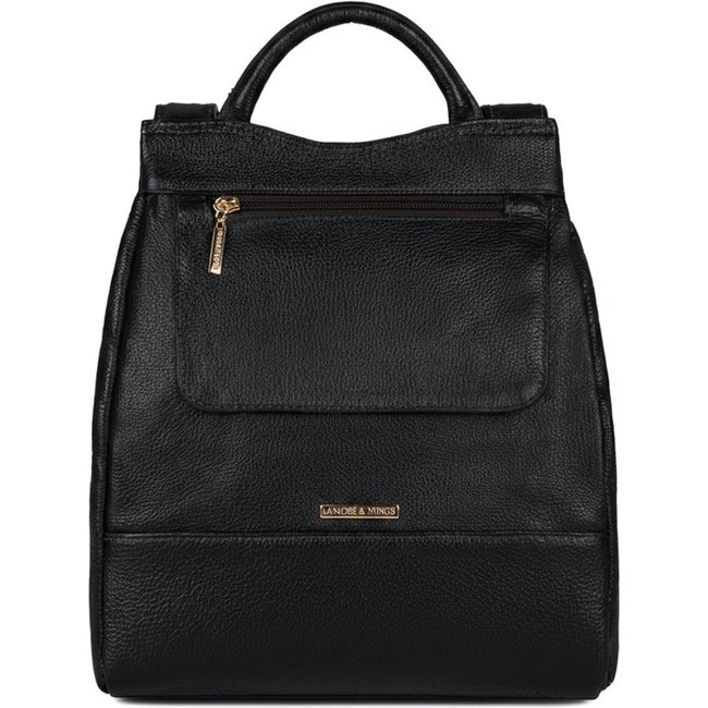 Mochila pequena antifurto couro liso Susan - Preto