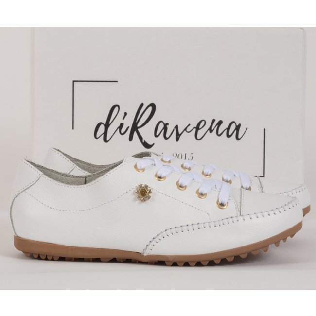 Tênis Sapatênis Feminino diRavena em Couro - Cod100 - Branco