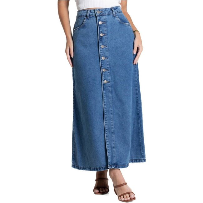 Saia Jeans Sawary Midi - 281987 - Azul - Sawary