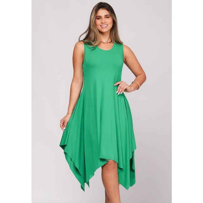 Vestido Midi Sem Manga Assimétrico B'Bonnie Mabel Verde Bandeira