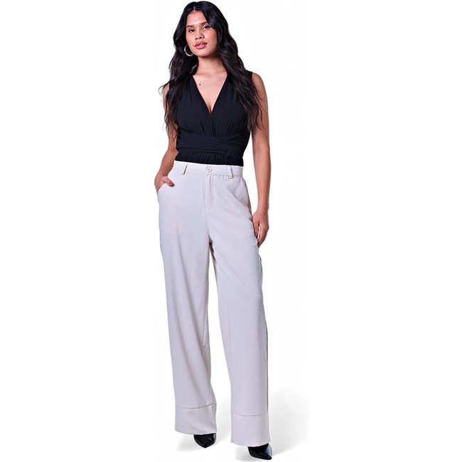 Calça Pantalona Feminina Off White Incolor