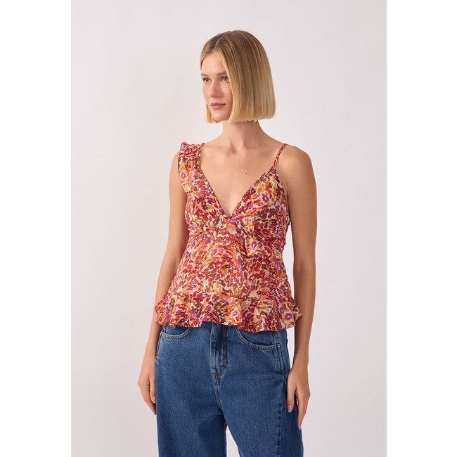 Blusa Feminina Dress To Estampa Babados Terracota