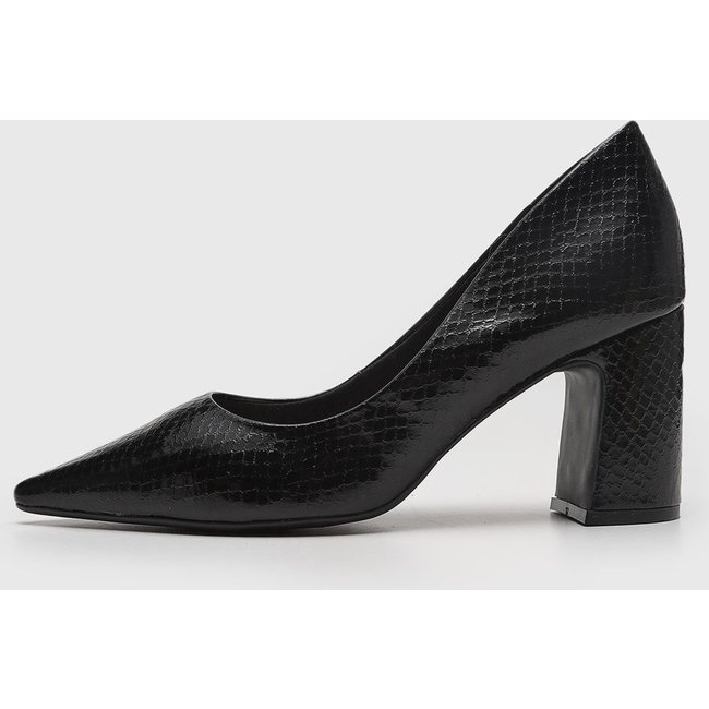 Scarpin Feminino cê Bico Fino Texturizado Preto