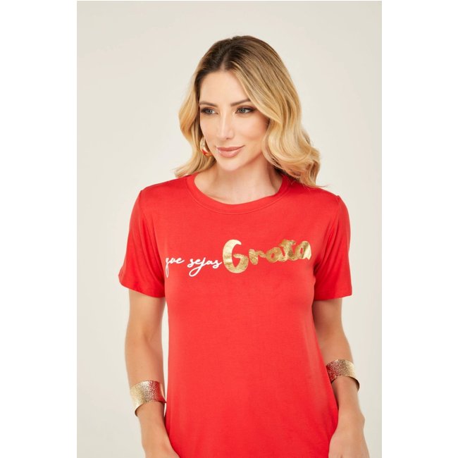 T-Shirt D Bell Outlet Fashion Especial Foil - Que Sejas Grata Vermelho