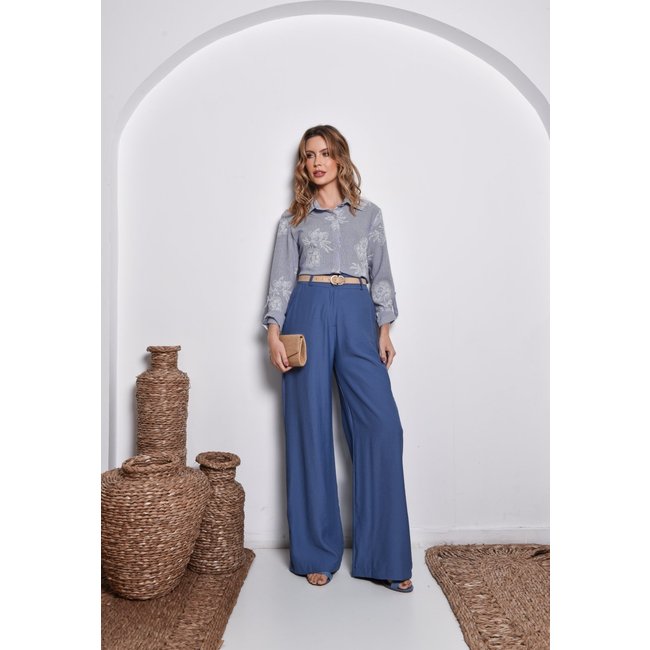 Calça Crorela Pantalona Azul Jeans