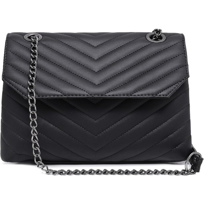 Bolsa Feminina Transversal Preta Alça De Corrente Carmelo Shoes