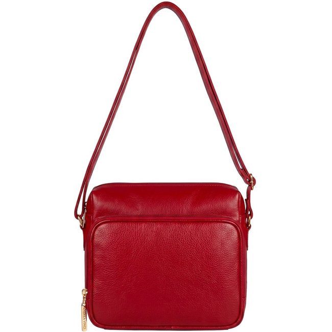 Bolsa Andrea Vinci De Couro Liso Tiracolo Com Divisórias Rita - Vermelho