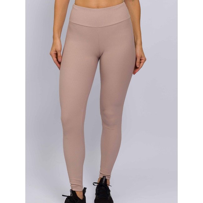 Calça Legging Canelada Super Premium Poliamida Treino Academia Bege