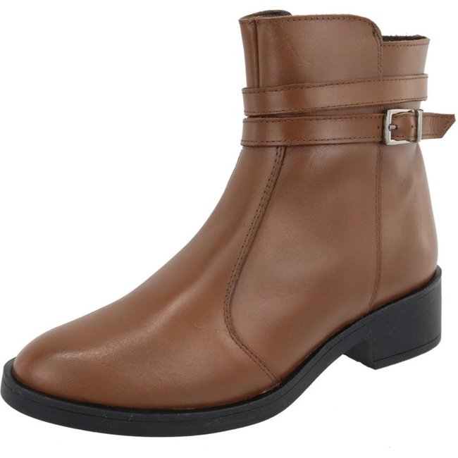 Bota em Couro Feminina Cano Curto Conhaque Fivela Lançamento Tellini Store
