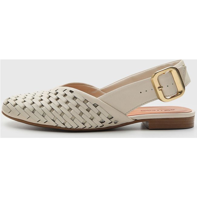 Sapatilha Feminina Bottero Tramado Slingback Off-White