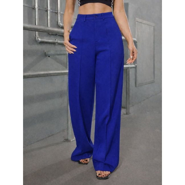 Calça Wide Leg Pantalona Alfaiataria Feminina CKF Wear Azul Royal