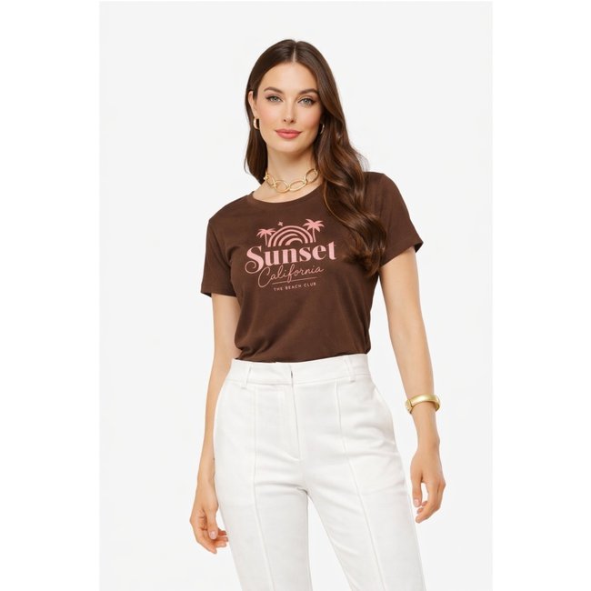 T-shirt D Bell Outlet Fashion Sunset California Marrom