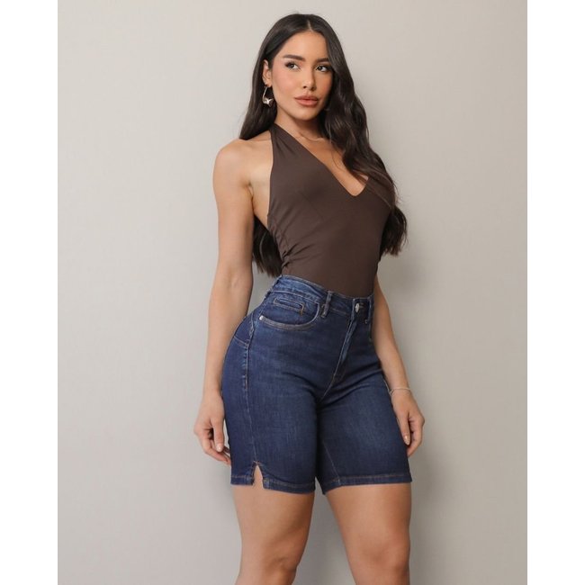 Bermuda Jeans Meia Coxa Feminina 25065 Escura Consciência