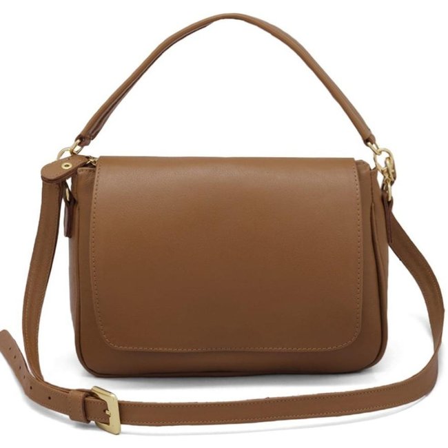 Bolsa Feminina Couro Compacta Alça Regulável Café Único Caramelo