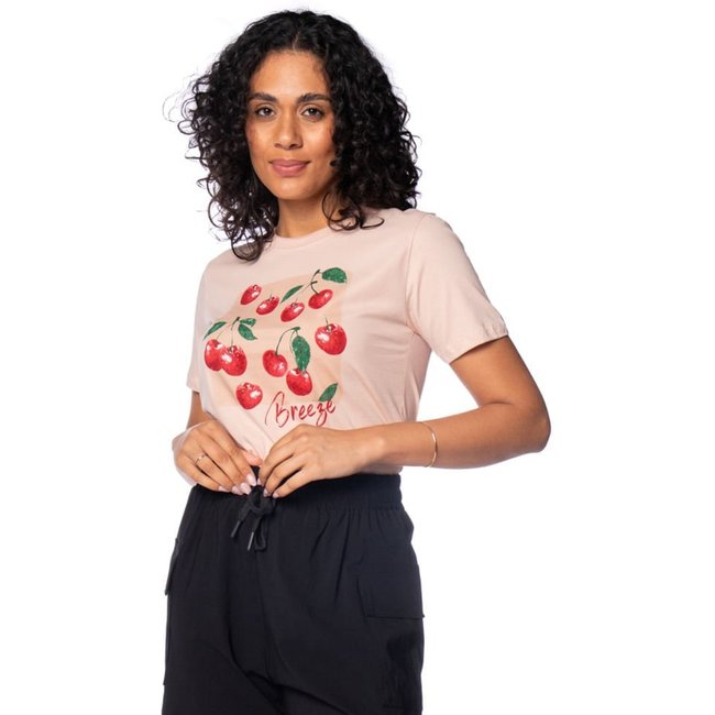 T-Shirt Feminina Rovitex Estampa Cerejas Rosa