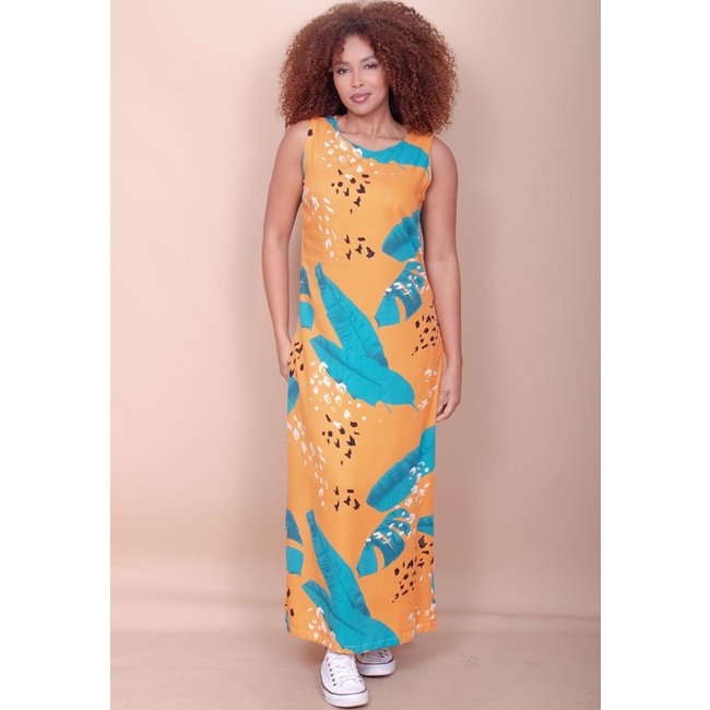 Vestido Longo Cabanafree Plano com Bolso Estampa Aurora Botânica
