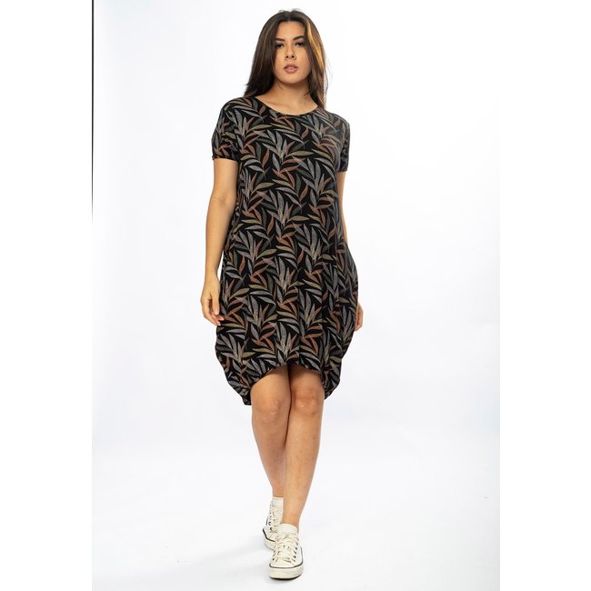Vestido Curto Cabanafree Malha Amplo Always Estampa Folhagem