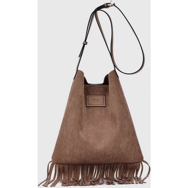 Bolsa Grande Feminina Santa Lolla Franjas Marrom