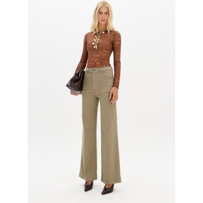 Calça Sarja Wide Leg Com Cintura Alta Lança Perfume