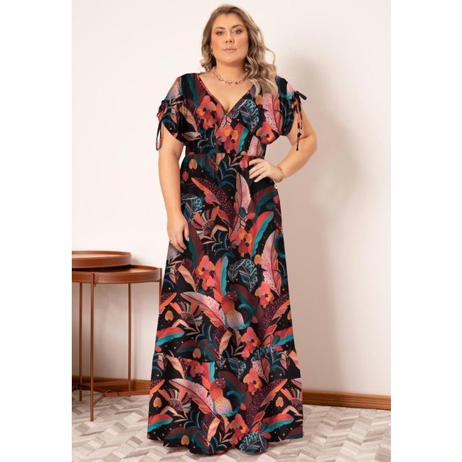 Vestido Longo Com Amarrações Preto Quintess
