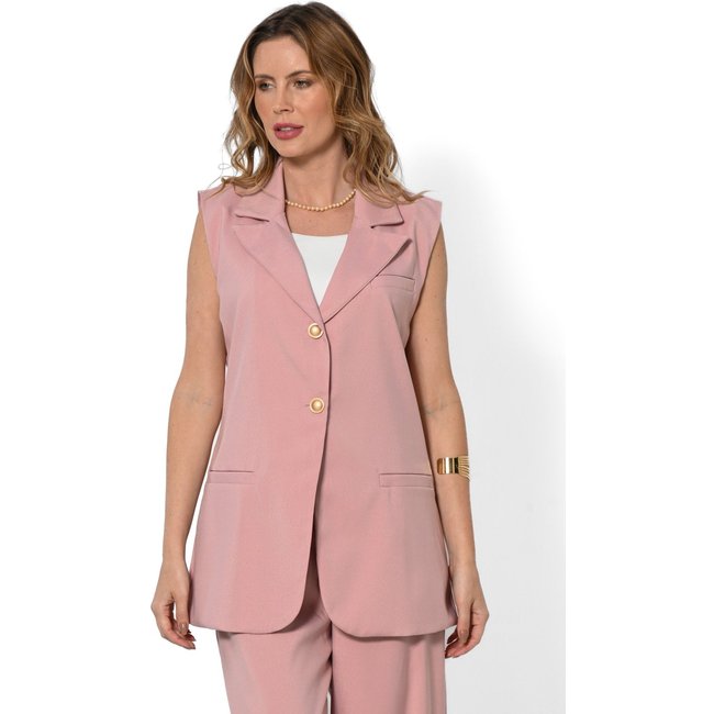 Blazer Bisô Alongado Alfaiataria Lisa Rosê - Rosê