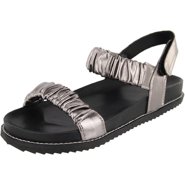 Papete Rasteira Sandalia Flat Prata Velho Tellini Store