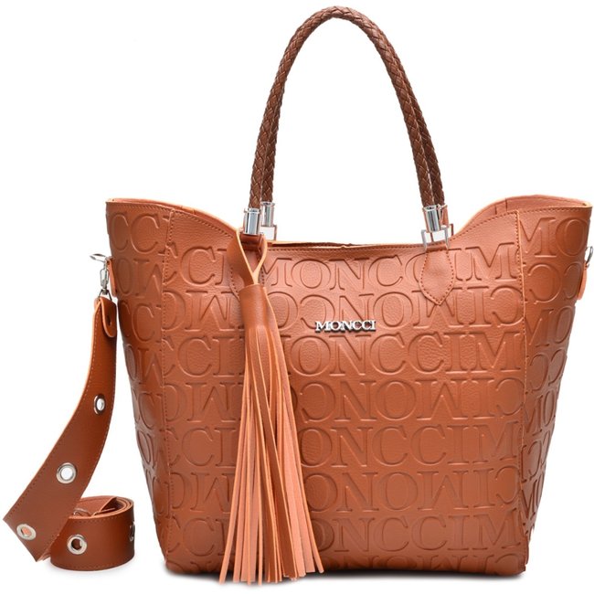 Bolsa Sacola Transversal Grande Moncci Caramelo