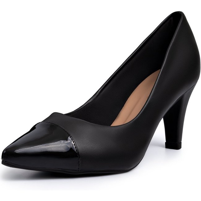 Sapato Feminino Lumiss Scarpin Salto Alto Bico Fino Preto