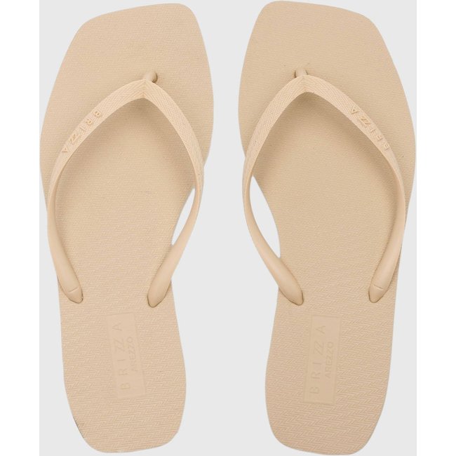 Chinelo Dedo Feminino Brizza Arezzo Ponta Quadrada Bege