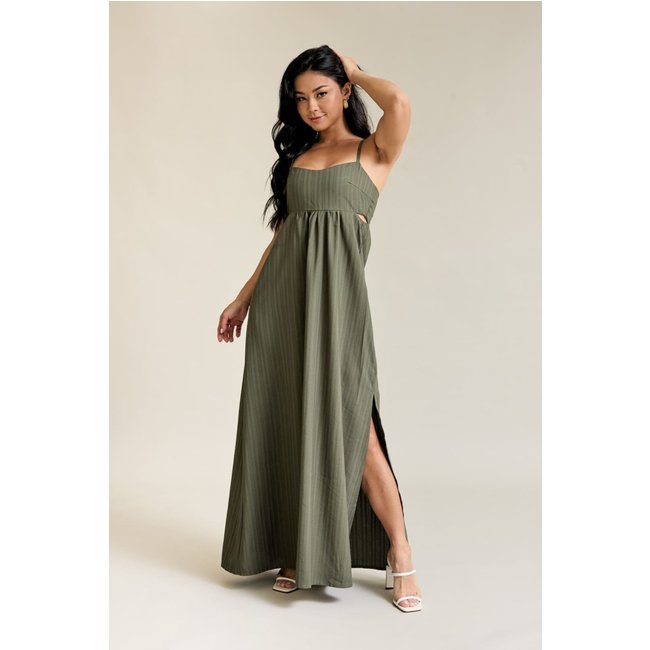 Vestido Em Viscose Feminino Texturizado Com Alças Dialogo Verde
