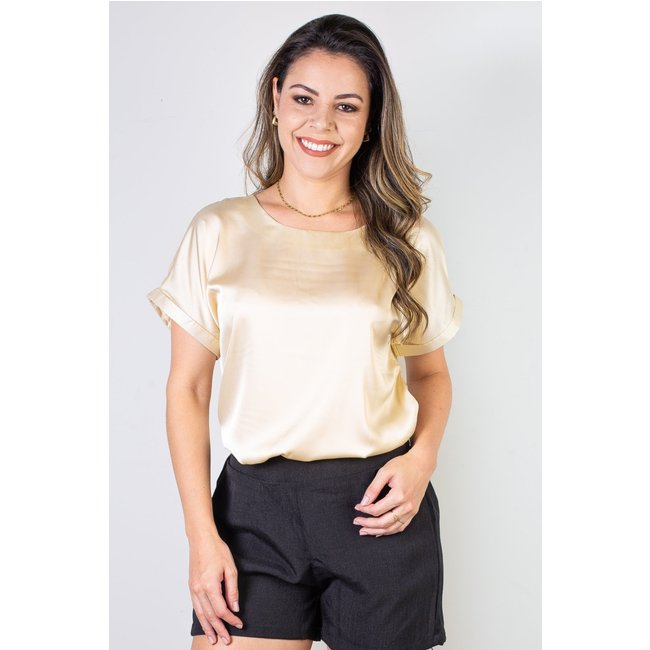 Blusa manga curta feminina cetim 71105 - Pérola