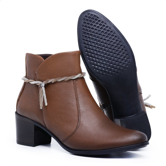 Bota Country Kauany Bico fino Salto de 4 cm Cano 15 cm Mod.1206 Havana