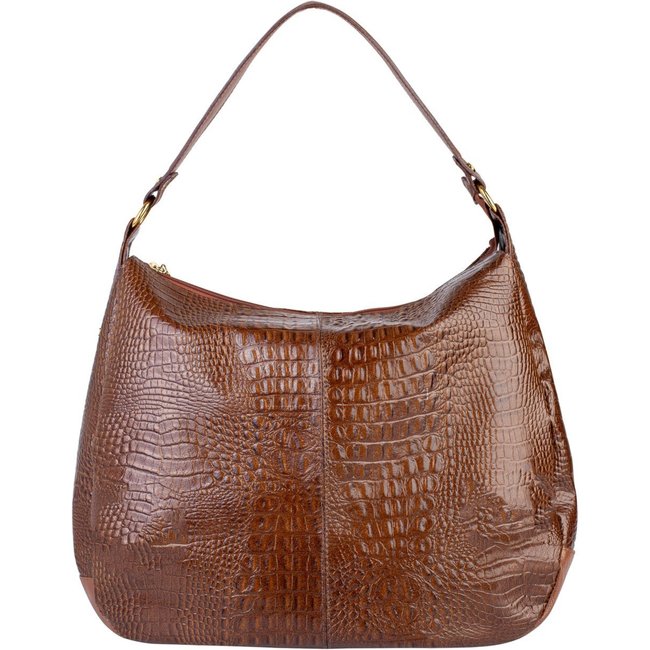 Bolsa saco grande de couro croco Carla - Whisky