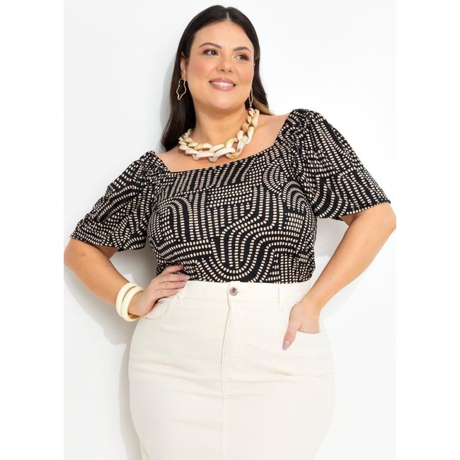 Blusa Em Malha Fria Poá Desalinhado Marguerite