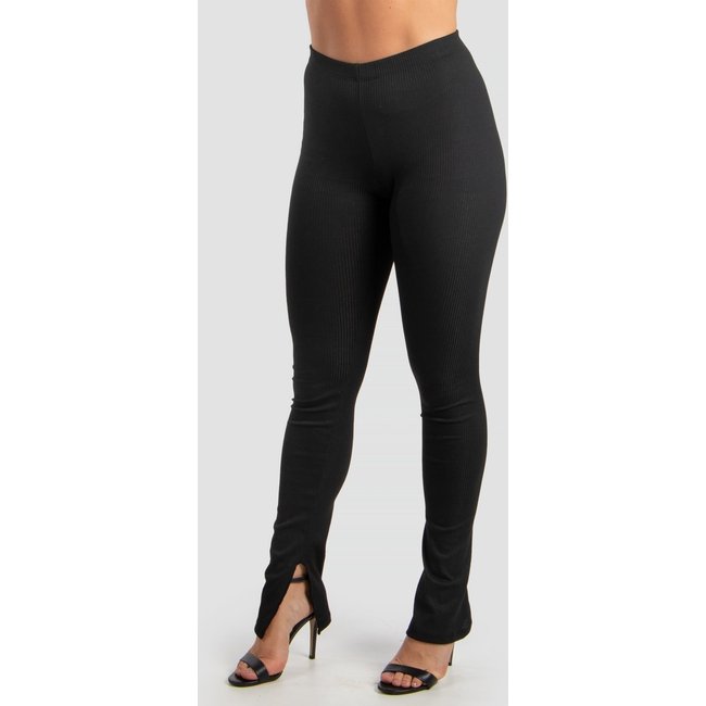 Legging Rioutlet Ribana Canelada Detalhe no Tornozelo Preta