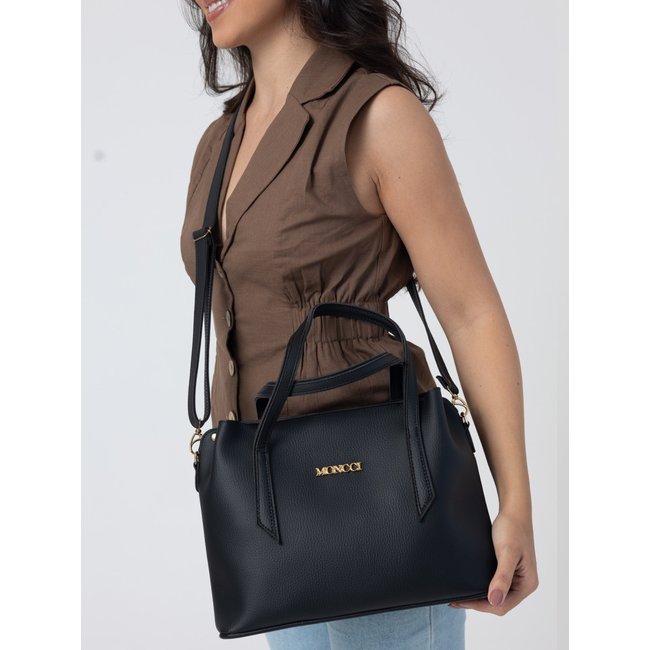 Bolsa Moncci Média Alça transversal e alça de mão Preta