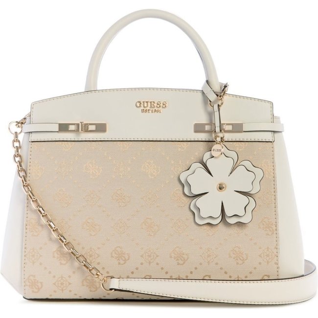 Bolsa Guess Melinda Logo Tri Comp Satchel Off White