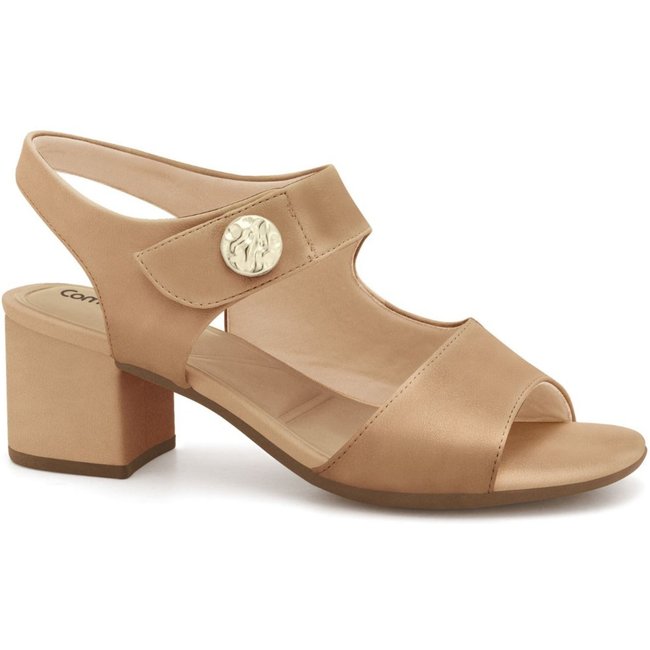Sandália Feminina Salto Bloco Elegância Comfortflex 2657305 - Macchiato