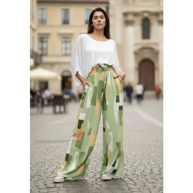 Calça CabanaFree Pantalona Elastic Estampa Oliveira Organic